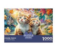 Cats and Rabbit Gardening at Sunset 1000 Puzzles Adults Puzzle Adults Puzzle Gifts Birthday Home Decoration Decompression 38x26cm/1000pcs