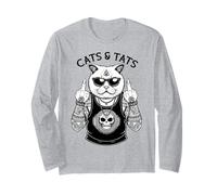 Cats and Tats Tatouage Chat Tatoué Drôle Angry Tatouage Doigt d'honneur Manche Longue
