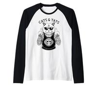 Cats and Tats Tatouage Chat Tatoué Drôle Angry Tatouage Doigt d'honneur Manche Raglan