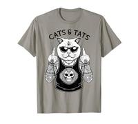 Cats and Tats Tatouage Chat Tatoué Drôle Angry Tatouage Doigt d'honneur T-Shirt