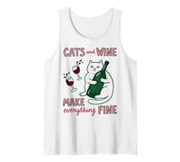 Cats and Wine Make Everything Fine Funny Cat Mom Débardeur