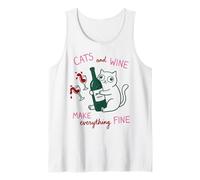 Cats and Wine Make Everything Fine Funny Cat Mom Débardeur
