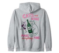Cats and Wine Make Everything Fine Funny Cat Mom Sweat à Capuche