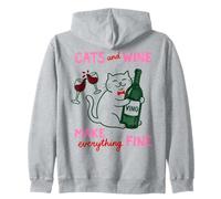 Cats and Wine Make Everything Fine Funny Cat Mom Sweat à Capuche