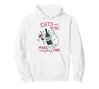 Cats and Wine Make Everything Fine Funny Cat Mom Sweat à Capuche
