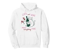 Cats and Wine Make Everything Fine Funny Cat Mom Sweat à Capuche