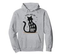 Cats are My Favorite People - Amoureux des félins Sweat à Capuche, Unisexe pour Adultes, Gris Chiné, M