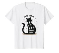 Cats are My Favorite People - Amoureux des félins T-Shirt, Enfant, Blanc, 4 Ans