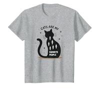 Cats are My Favorite People - Amoureux des félins T-Shirt, Enfant, Gris Chiné, 12 Ans