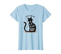 Cats are My Favorite People - Amoureux des félins T-Shirt, Femme, Bleu Céleste, S