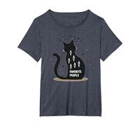 Cats are My Favorite People - Amoureux des félins T-Shirt, Femme Grandes Tailles, Bleu Chiné, 2X