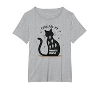 Cats are My Favorite People - Amoureux des félins T-Shirt, Femme Grandes Tailles, Gris Chiné, 4X