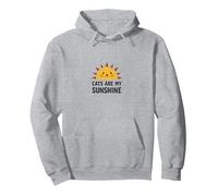 Cats are My Sunshine - Cute Sun Cat Amoureux des Animaux Sweat à Capuche, Unisexe pour Adultes, Gris Chiné, S
