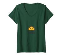 Cats are My Sunshine - Cute Sun Cat Amoureux des Animaux T-Shirt avec Col en V, Femme, Vert Forêt, S