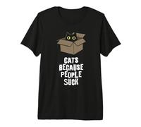 Cats Because People Suck Funny Introverti Feline T-Shirt Haut de Gamme