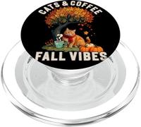 Cats & Coffee Fall Vibes Cozy Autumn Pumpkin Spice Cat Lover PopSockets PopGrip pour MagSafe