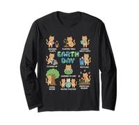 Cats Earth Day Save The Planet Graphic Manche Longue
