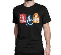 Cat's Eye T Shirt Men's 100% Cotton HumoroT-Shirt Round Collar Manga Tees Black XL