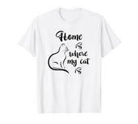 Cats Home is Where My Cat is Cat is Cat Cadeau pour Maman et Papa T-Shirt Graphique avec Valeur