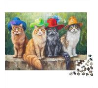 Cats in Hats Art 100% Recycled Cardboard Cats in Colorful Hats 1000Pc Jigsaw Puzzle for Adults & Kids Fun Present 70x50cm/1000pcs