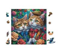 Cats in Jardin Fleuri 100 Pieces Casse-tête Adolescent en Carton Épais Difficulté Moyenne Activité Éducative Cadeau Saint Valentin Pas Cher Anniversaire 28x28cm