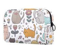 Cats in Paradise Trousse à cosmétiques pour femme, trousse de toilette de voyage, grande pochette de maquillage pratique avec fermeture éclair, multicolore, 18.5x7.5x13cm/7.3x3x5.1in, Trousse de