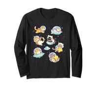Cats in Space Funny Kitten Astronaut Space Men Women Kids Manche Longue
