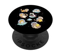 Cats in Space Funny Kitten Astronaut Space Men Women Kids PopSockets PopGrip Adhésif