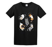 Cats in Space Unisex 100% Cotton Short-Sleeve T-Shirts Black M
