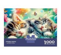 Cats in Village Puzzle 1000 Pièces Adultes Et Enfants Dès 14 Ans Two Kittens Fleurs Puzzle Classique Jeu Éducatif Challenge Toy Jeu Relaxant 70x50cm/1000pcs