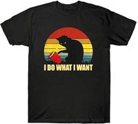 Cats Lovers I Do What I Want Retro Vintage Funny Men's T-Shirt Cotton Tee Gift Black Manches Courtes(Small)