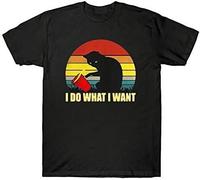 Cats Lovers I Do What I Want Retro Vintage Funny Men's T-Shirt Cotton Tee Gift Black Manches Courtes(Large)