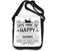 Cats Make Me Happy Humans Make My Head Hurt Sac à bandoulière Blanc