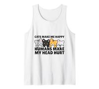 Cats Make Me Very Happy Humans Make My Head Hurt Cat Lover Débardeur