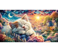 Cats-on-a-Cruise-Ship-Kissing-with-Hearts 1000 pièces Puzzle pour Femmes et Hommes Papier recyclé Défi de Jeu éducatif Jeu Stimulant Beau Puzzle de décoration 38x26/1000 pièces