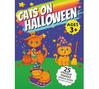 Cats On Halloween: 25 Single-Sided Easy and Fun Coloring Pages For Kids, Preschool and Kindergarten