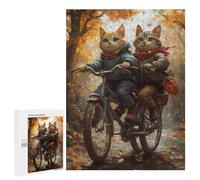 Cats Riding Bicycle Autumn Scene Puzzle 1000 Pièces Educa Jouet en Bois Cadeau Unique Décoration Intérieure Jeu Éducatif Challenge Toy Adultes Et Enfants À Partir De 14 Ans 500 PCS