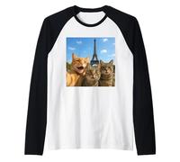 Cats Selfie in Paris Romantic Cat Moment Gift Manche Raglan