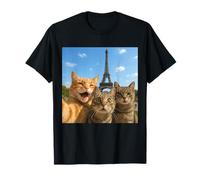 Cats Selfie in Paris Romantic Cat Moment Gift T-Shirt