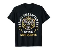 Cats Side Quest Distracted RPG Gamer Funny Cat Quests T-Shirt