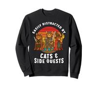 Cats Side Quest Gamer de Jeu vidéo RPG Facilement distrait Sweatshirt