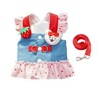 Cats Strawberry Elegant Ruffle Dress Princess Heart Elegant Puppy Beach Dress Puppy Small Dogs Holiday Party Easy Wear Pet Clothing