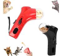 Cats Treats Dispenser Gun Cat & Dog Treat Gun Shooter Pet Treat Gun, Andheld Pet Feeding Toys for Dog Cat Exercise Training, Exercise & Outdoor Play (Black+Red)