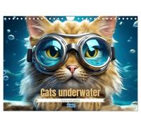 Cats underwater (Wall Calendar 2026 DIN A4 landscape), CALVENDO 12 Month Wall Calendar: Discover the aquatic grace of our feline friends.