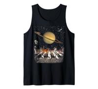 Cats Walking in Space Cat Astronaut Saturn Planet Cat Lover Débardeur