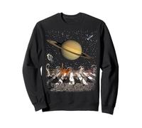 Cats Walking in Space Cat Astronaut Saturn Planet Cat Lover Sweatshirt