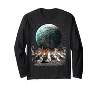 Cats Walking in Space Earth Moon Funny Kitty Cat Astronaut Manche Longue