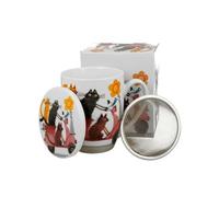 Cat's World Cats on a Scooter Tasse à thé avec passoire et couvercle 0,36 l