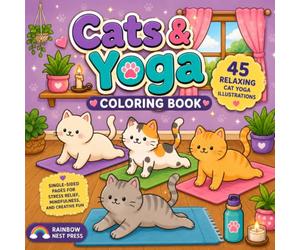 Cats & Yoga Coloring Book: 45 Relaxing Cat Yoga Illustrations with Single-Sided Pages for Stress Relief, Mindfulness, and Creative Fun