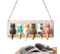 Catsilhouette Hook - Hooks Key avec, Silhouette Art | Motif animal polyvalent Panneau de décoration de la maison pour entrée, chambre et cabane, crochets de clé de chat, crochets de vêtements d'anim